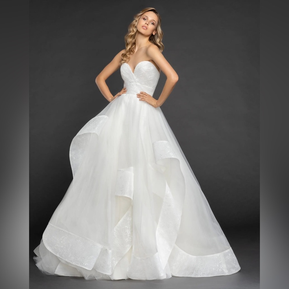 Quinn by Hayley Paige ~ Lace trim waterfall ballgown